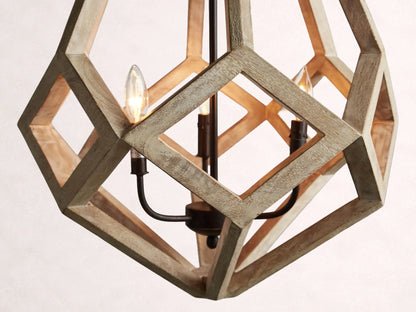 Wooden Prism Chandelier in Natural