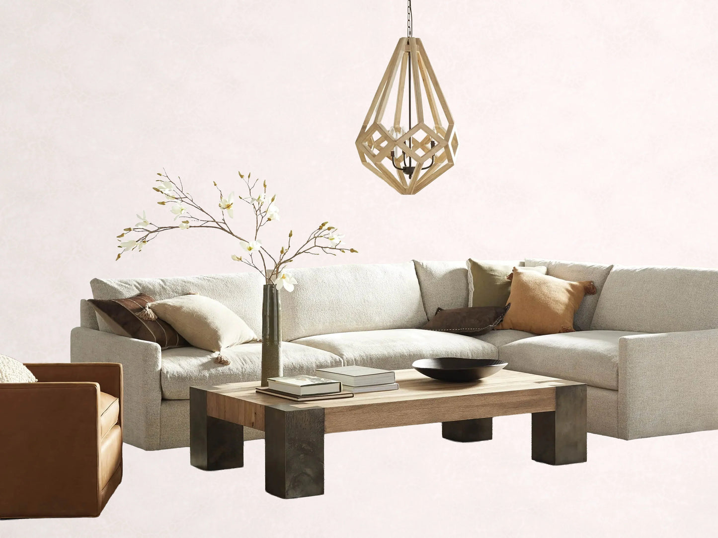 Wooden Prism Chandelier in Natural