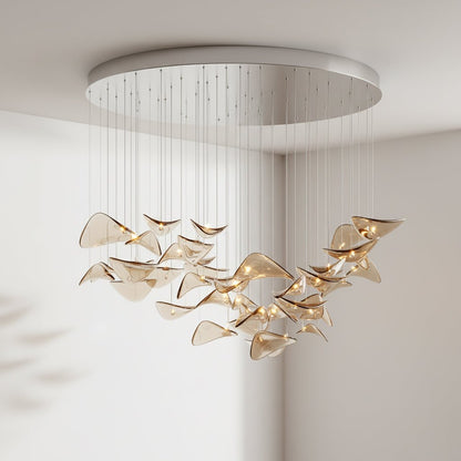 Galaxy Wave Floating Leaf Crystal Spiral Chandelier
