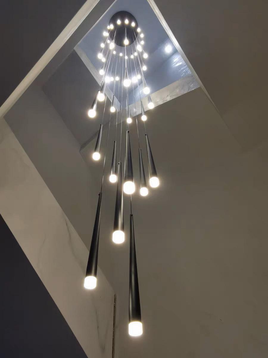 Minimalism Foyer Staircase Chandelier Ceiling Pendant Lighting Fixture For Living Room Entryway In Gold/ Black Finish - Richardrider