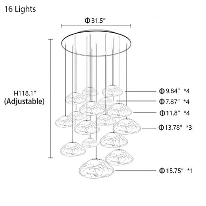 Extra Large Nordic Minimalist Glass Cloud Decorative Chandelier for Stairs/Living Room/High-ceiling Room