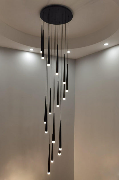 Minimalism Foyer Staircase Chandelier Ceiling Pendant Lighting Fixture For Living Room Entryway In Gold/ Black Finish - Richardrider