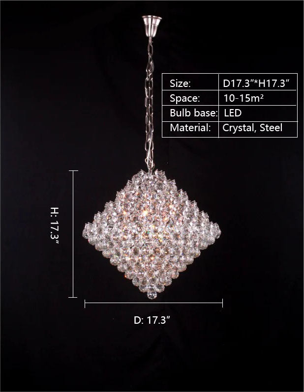 Aesthetic Luxury Conical Crystal Chandelier for Living/Dinning Room/Foyer/Hallway/Staircase