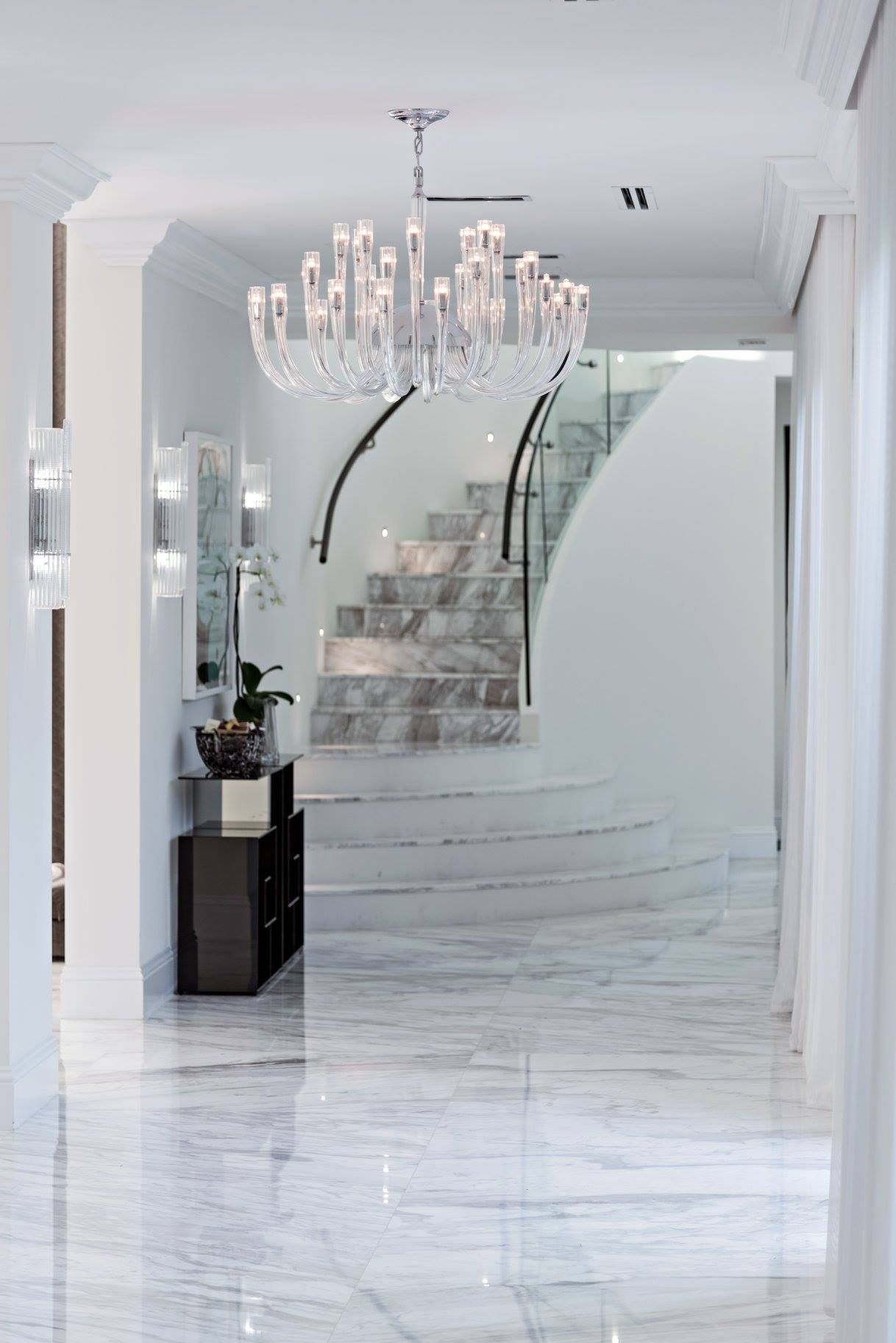 Modern Floral Reeded Glass Chandelier for Living/ Dining Room