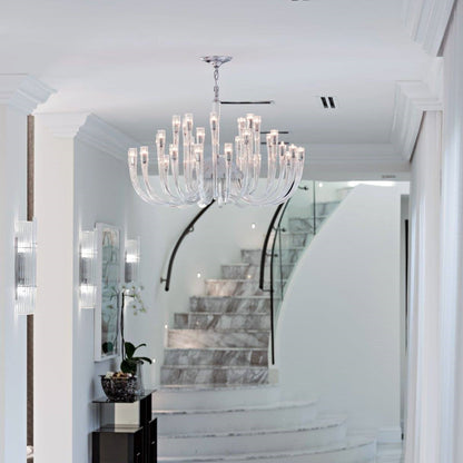 Modern Floral Reeded Glass Chandelier for Living/ Dining Room