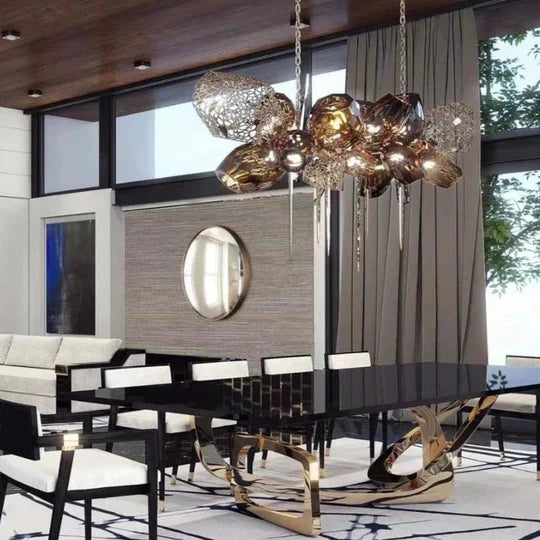 Glass Chandelier Italian Light Luxury Light Fixture for Dining Room/Living Room