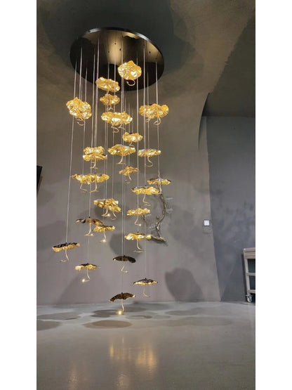 Nordic Art Lotus Leaves Shape Pendant Chandelier for Dining Room/Stairs/Foyer