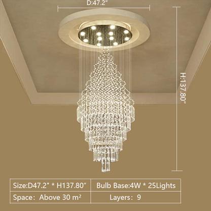 Large Foyer Crystal Chandelier Raindrop Crystal Flush Mount Ceiling Light Fixture For Entryway/ Staircase