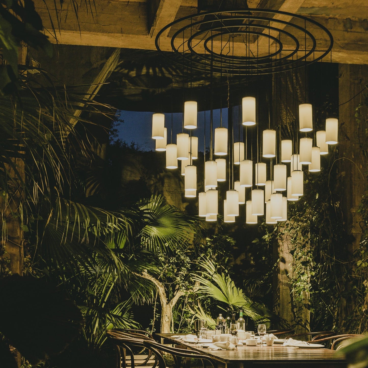 Kaiasera Chandelier Capsule With LED Module & Translucent White Diffuser & Heat Sink With Black Matte Finish 39.4"D