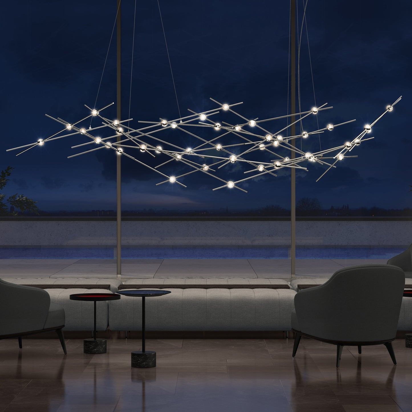 Verelune Ursa Major Chandelier Acrylic & Metal 94"W x 30"D
