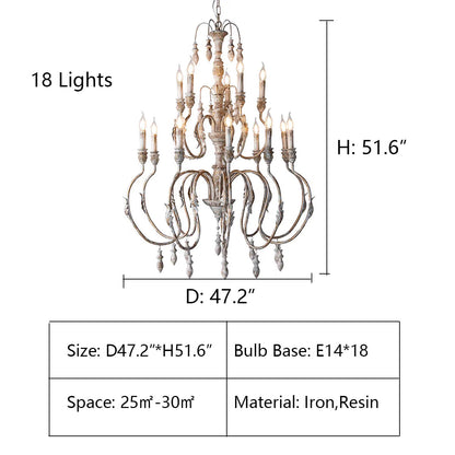 French Vintage Candle Chandelier for Living Room/Bedroom