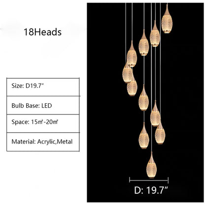 Post-Modern Extra Large Duplex Revolving Staircase Pendant Decoration Chandelier