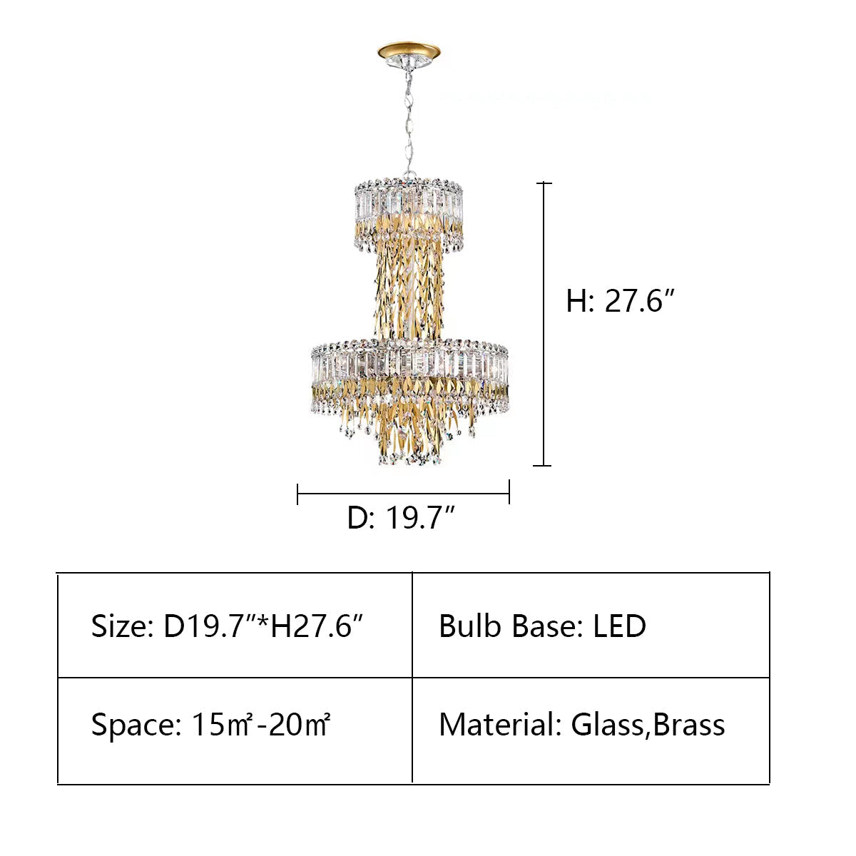 Modern Luxury 2 Layers Crystal Rod Gold Leaves Pendant Light for Living Room/Bedroom