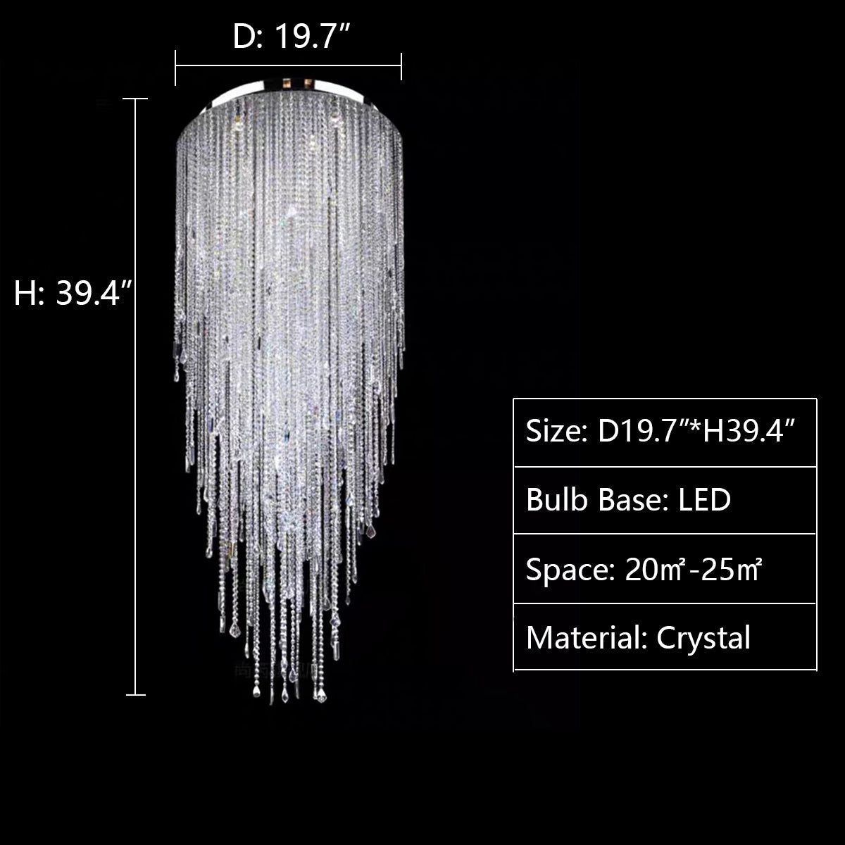 Extra Large Flush Mount Crystal Tassel Pendant Chandelier for Living Room/High-Ceiling Room/Foyer
