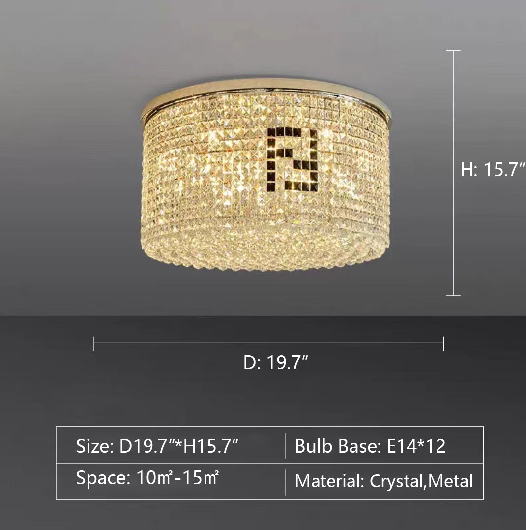 Designer Model Flush Mount Crystal Pendant Round Chandelier for Living/Dining Room/Study