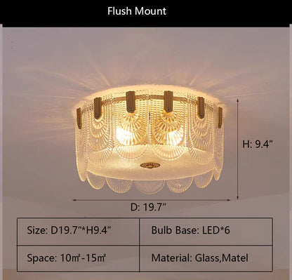 Nordic Light Luxury Patterned Glass Pendant Chandelier Suit for Living/Dining Room/Bedroom