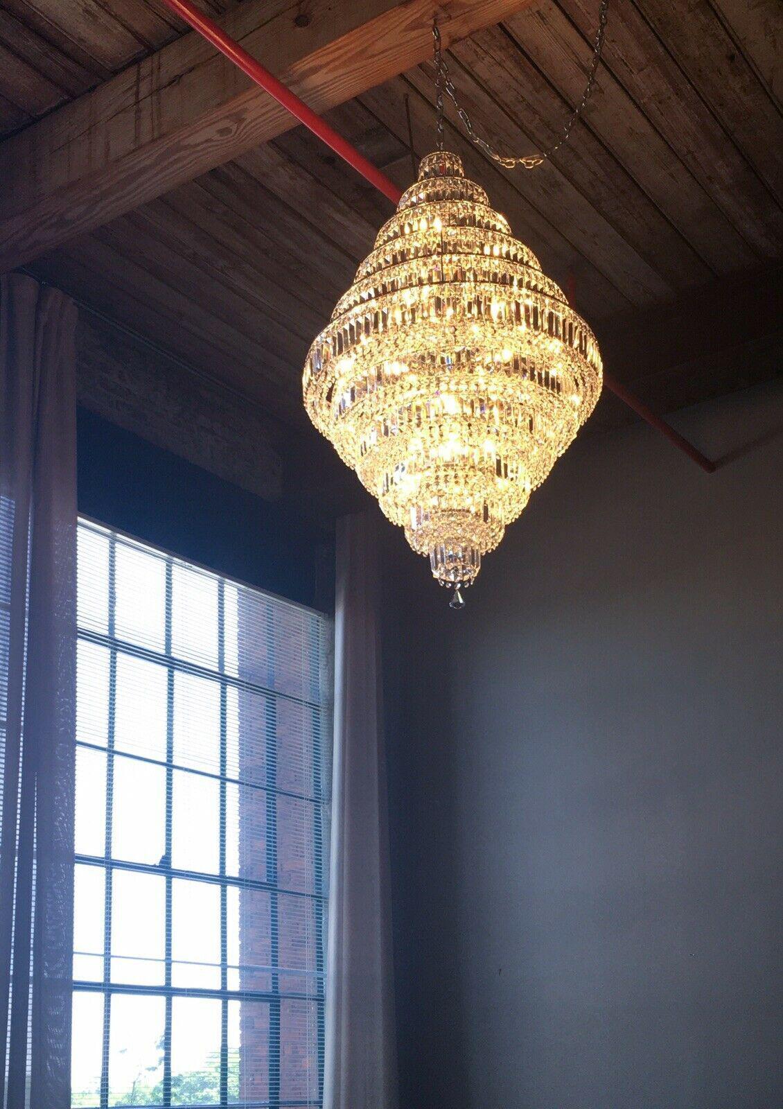Chrome/ Silver/ Gold Extra Large Chandelier For Foyer Living Room Staircase Crystal Ceiling Lighting Fixture - Richardrider
