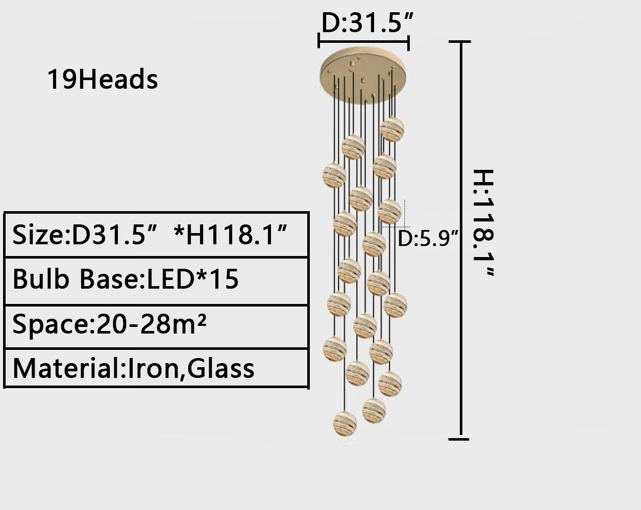 Nordic Planet Creative Long Ball Pendant Chandelier Staircase Foyer - Richardrider