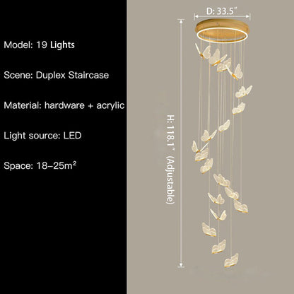 Nordic Butterfly Chandelier Luxury Foyer Staircase Ceiling Light For Living / Dining Room