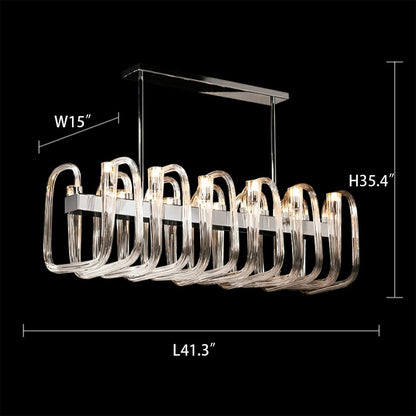 Modern Floral Reeded Glass Chandelier for Living/ Dining Room