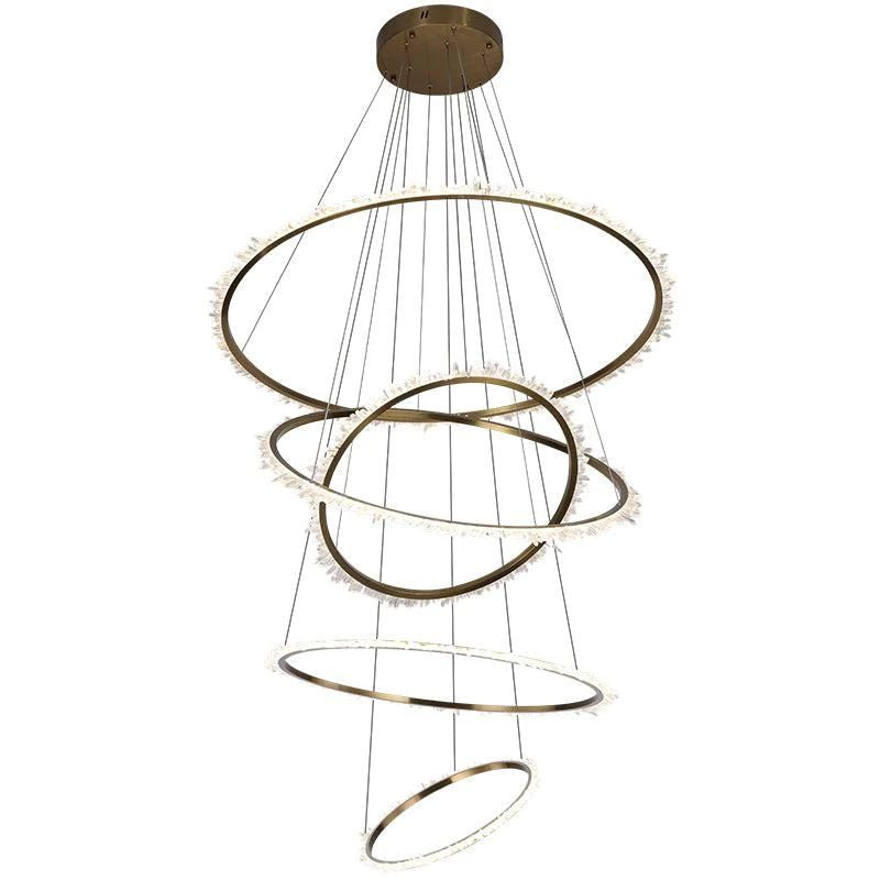 Rose Rock Crystal Multi-rings Chandelier Modern Chandelier Staircase - Richardrider
