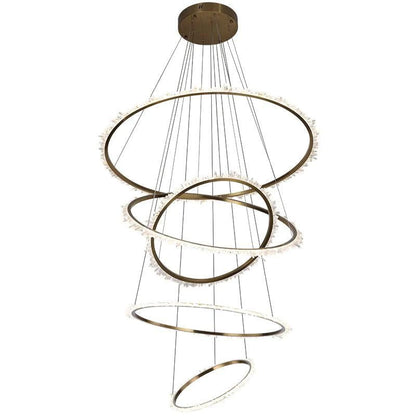 Rose Rock Crystal Multi-rings Chandelier Modern Chandelier Staircase - Richardrider