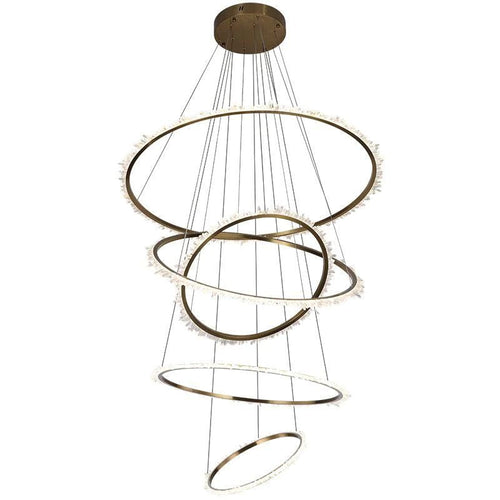 Rose Rock Crystal Multi-rings Chandelier Modern Chandelier Staircase - Richardrider