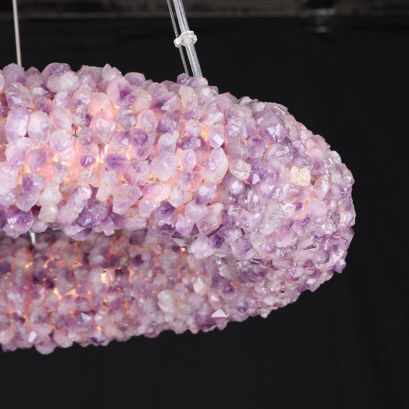 Derek Modern Pink Crystal Cluster Round Chandelier - Richardrider