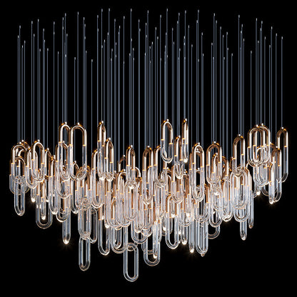 Gold Glass Loop Cluster Chandelier