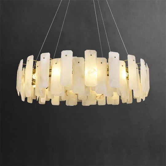 Alabaster Flake Round Chandelier 20" 23" 31" 39''D - Richardrider