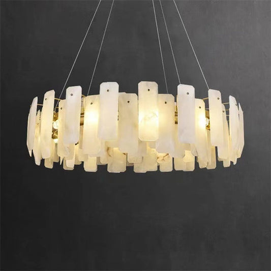 Alabaster Flake Round Chandelier 20" 23" 31" 39''D - Richardrider