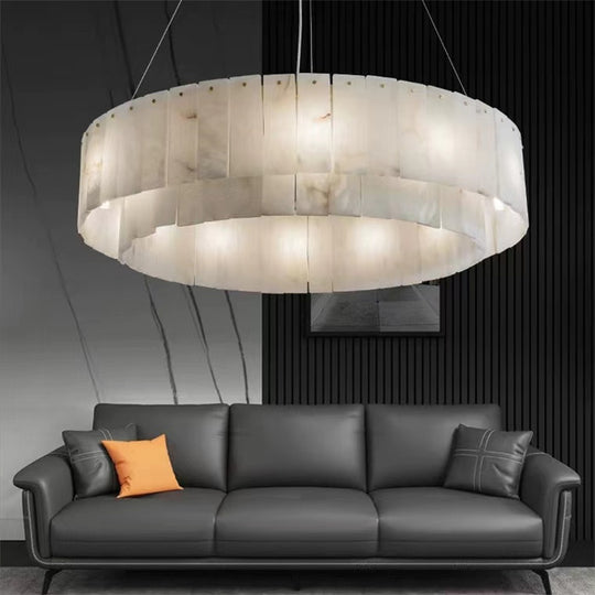 Brendra Alabaster 2-Tier Round Chandelier - Richardrider
