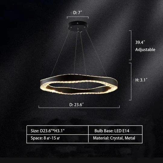 Modern Minimalist Art Wave Crystal Chandelier Suit in Black Finish for Living Room & Dining Room