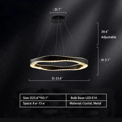Modern Minimalist Art Wave Crystal Chandelier Suit in Black Finish for Living Room & Dining Room