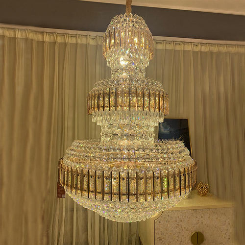 American Luxuary multi level crystal chandelier hotel lobby hall living room - Richardrider