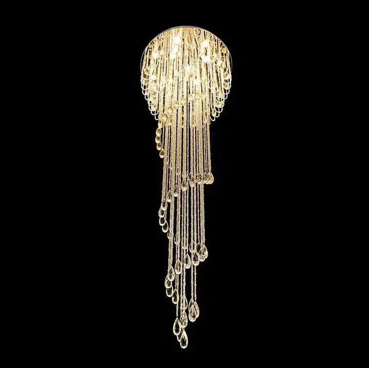 Oversized Modern Cascade Spiral Crystal Staircase Chandelier For Duplex Building - Richardrider