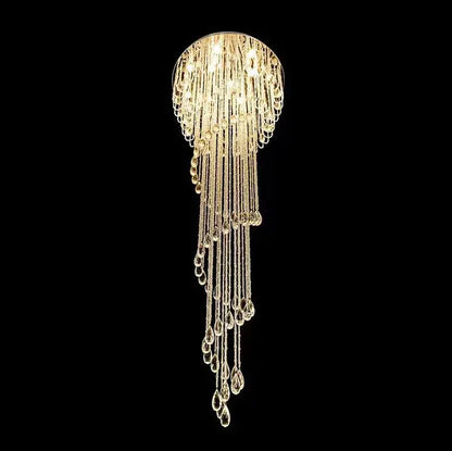 Oversized Modern Cascade Spiral Crystal Staircase Chandelier For Duplex Building - Richardrider