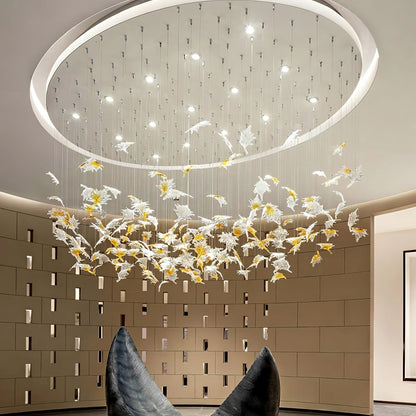 Multicolor Maple Leaf Art Glass Large Oversize Chandelier - Richardrider