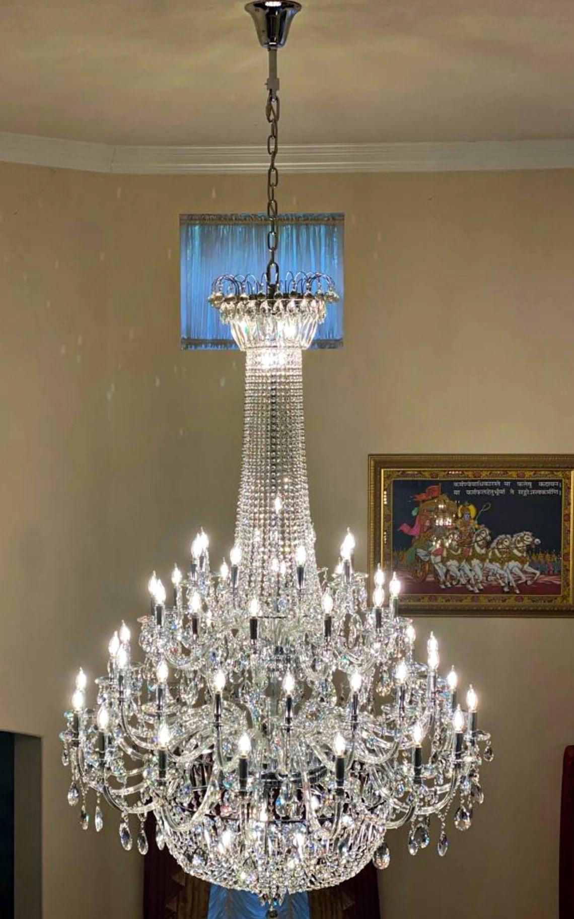Extra Large European-style Multi-layers Candle Luxury Crystal Chandelier Gold Art Foyer/Staircase Decorative Light Fixture - Richardrider