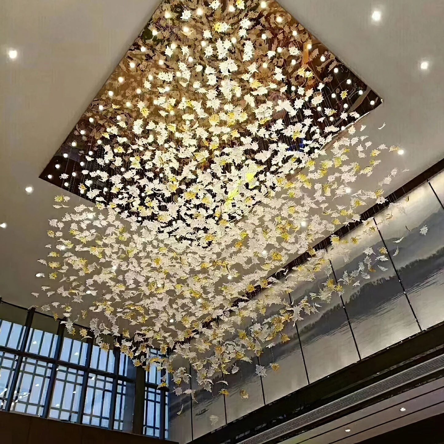 Multicolor Maple Leaf Art Glass Large Oversize Chandelier - Richardrider