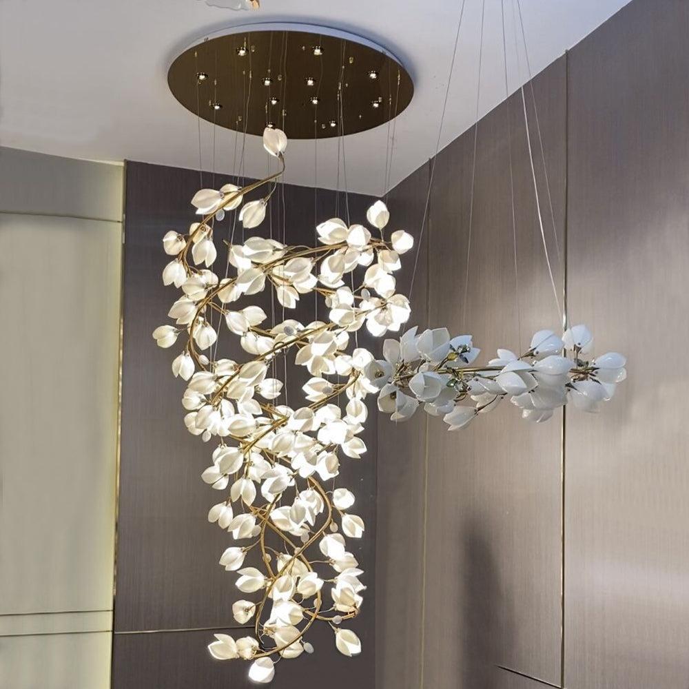 Ceramic Artistic Magnolia Spiral Pendant Ceiling Light Chandelier - Richardrider