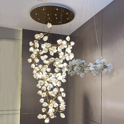 Ceramic Artistic Magnolia Spiral Pendant Ceiling Light Chandelier - Richardrider