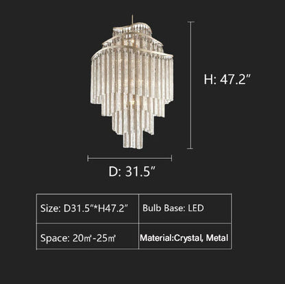 Huge Post-modern Hollow Glass Tube Tassel Chandelier for Living Room/Foyer/Villa/Stairs
