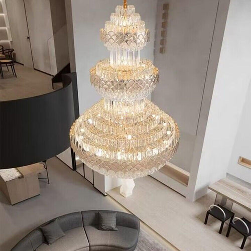 Extra Large Multi-layers Gold Luxury Crystal Chandelier Modern Empire Decrative Crystal Light For Living Room/Foyer/Staircase - Richardrider
