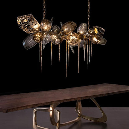 Glass Chandelier Italian Light Luxury Light Fixture for Dining Room/Living Room