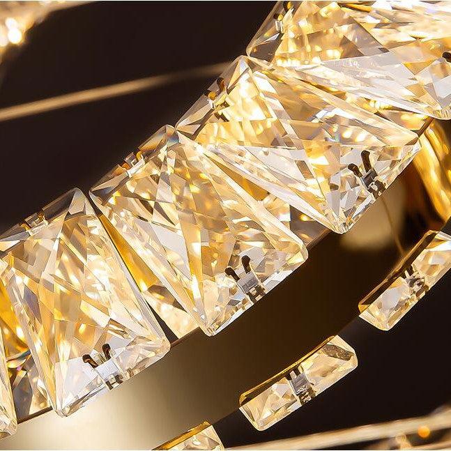 Modern Multi Gold Donuts Shape Crystal Chandelier Ring Round Light Fixture for Foyer Staircase/ Living Room/ Bar/ Hotel Lobby/ Entryway/ LOFT - Richardrider