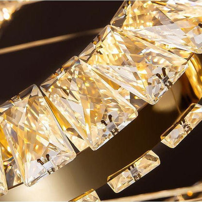 Modern Multi Gold Donuts Shape Crystal Chandelier Ring Round Light Fixture for Foyer Staircase/ Living Room/ Bar/ Hotel Lobby/ Entryway/ LOFT - Richardrider
