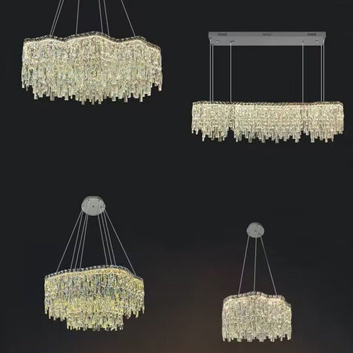 Modern Luxury Irregular Round/Oval Crystal Chandelier Set For Bedroom/Living Room/Dining Room
