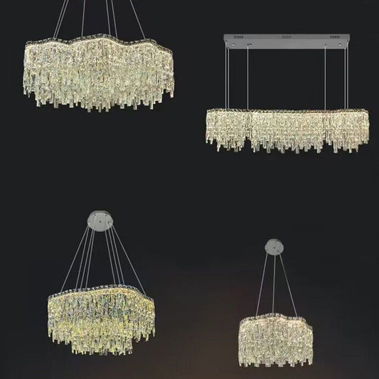 Modern Luxury Irregular Round/Oval Crystal Chandelier Set For Bedroom/Living Room/Dining Room