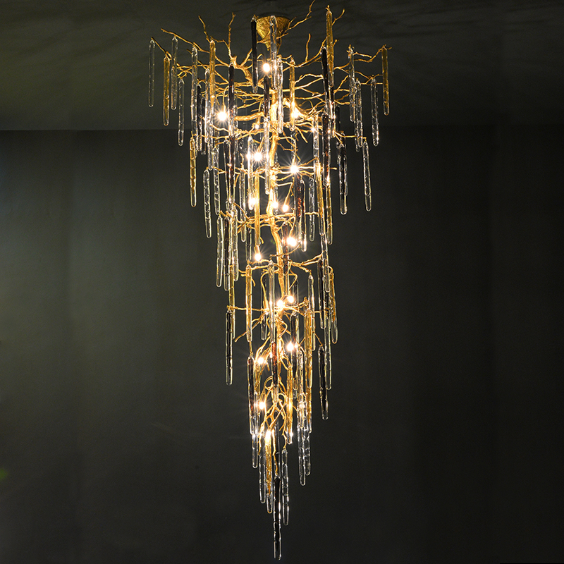 Dora Raindrop Colorful Crystal Staircase Chandelier - Richardrider